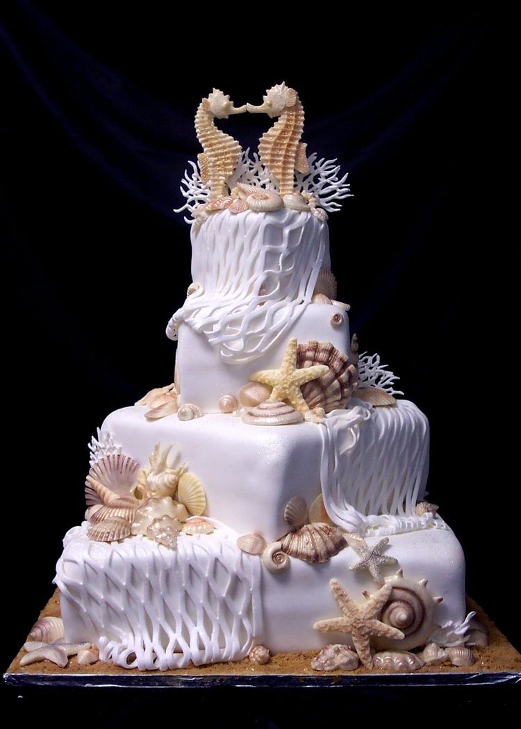 Kissing Sea Horse Cake Topper for Beach themed Wedding