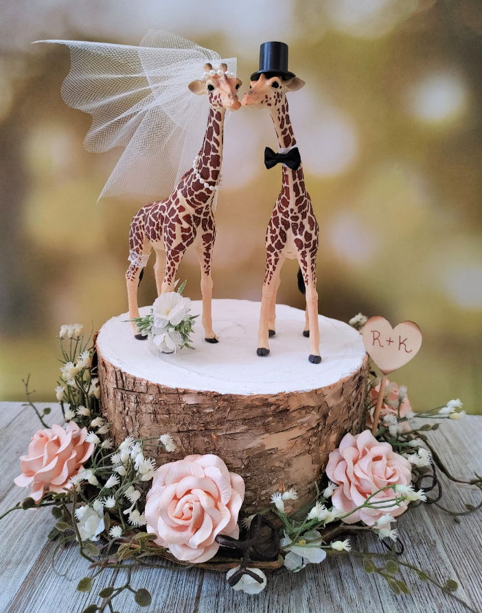 Giraffe Bride and Groom Wedding Cake Topper