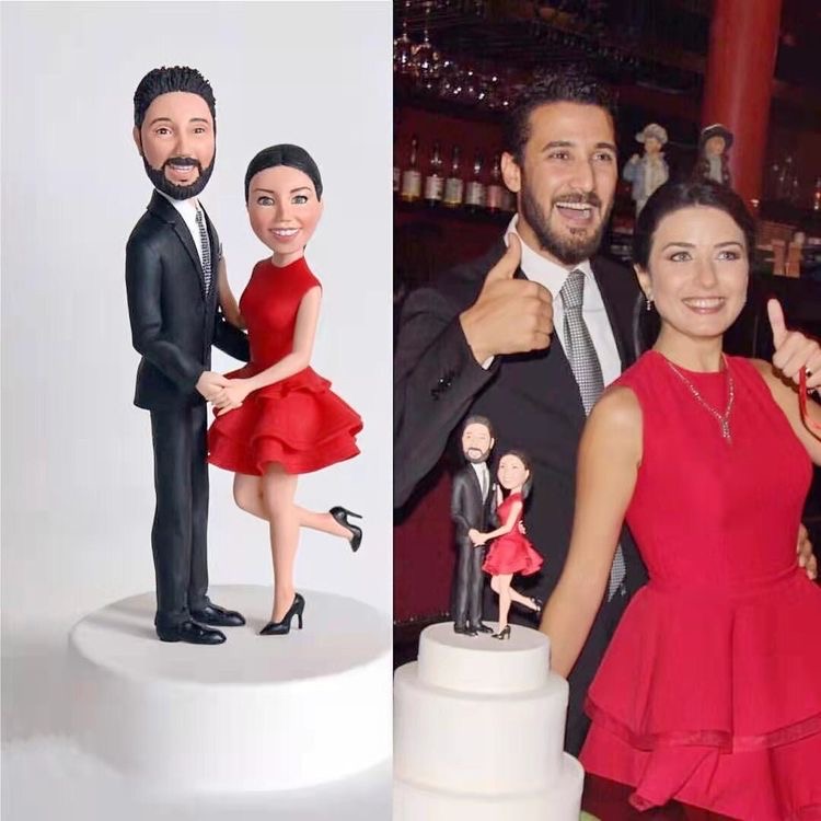 smiling couple mini dolls cake toppers