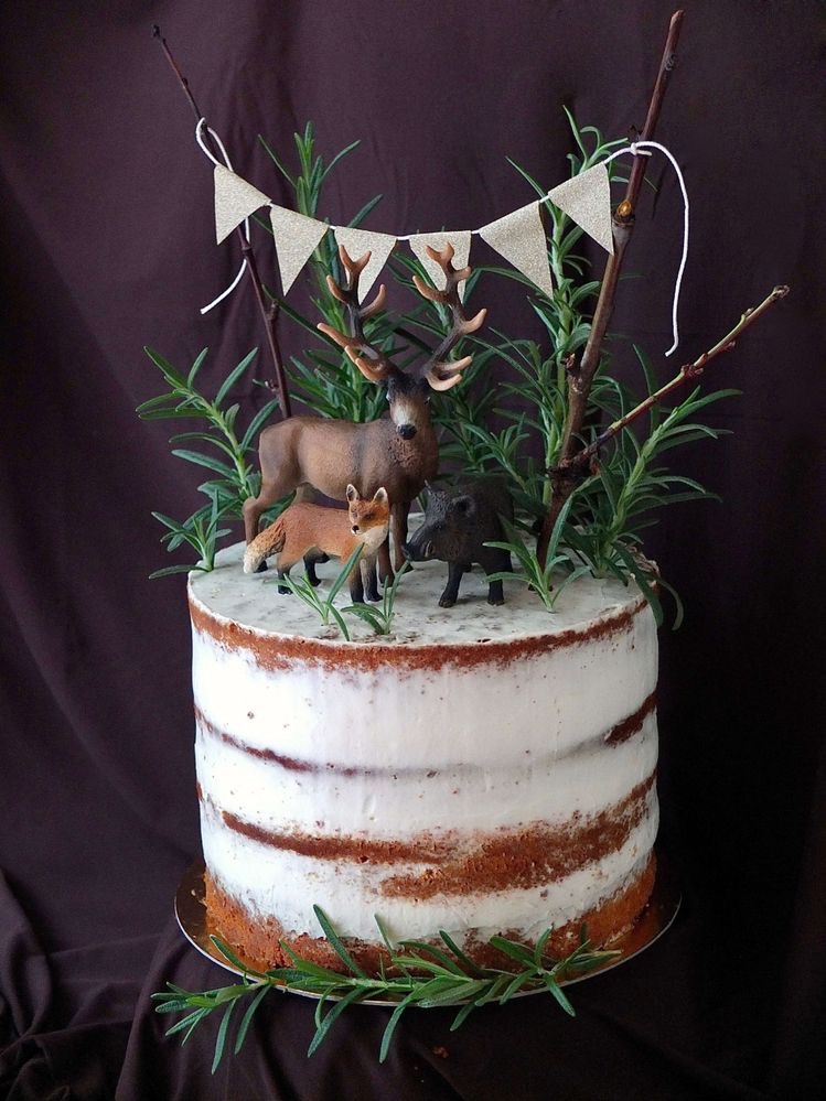 'Autumn forest' themed cake with Animals on Top