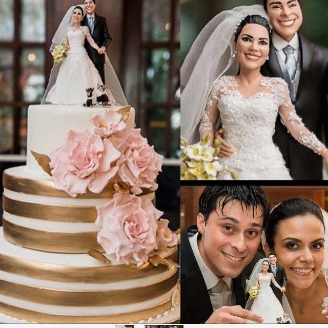 Realistic customized mini dolls of the couple as cake toppers