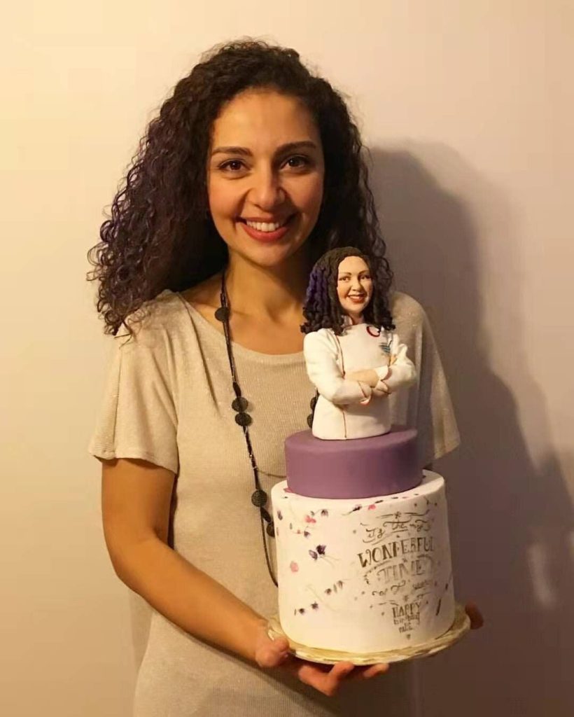 Chef Mom's custom bust statue as cake topper