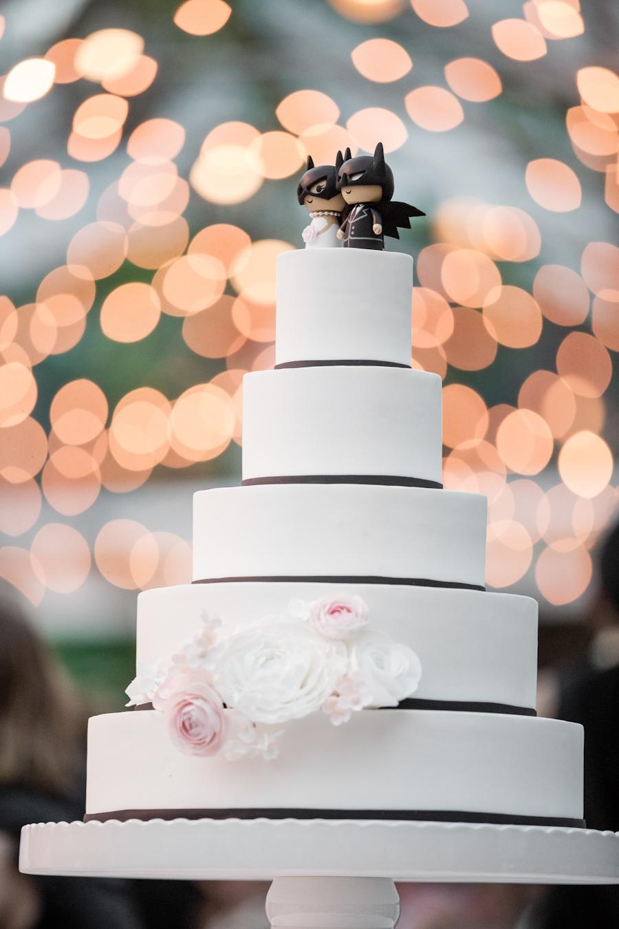 Mini Wooden Batman themed Couple Cake Topper