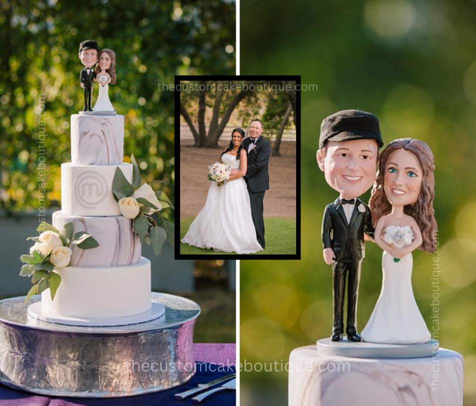 Couple Cake Topper on Multi Tiered Wedding Cake