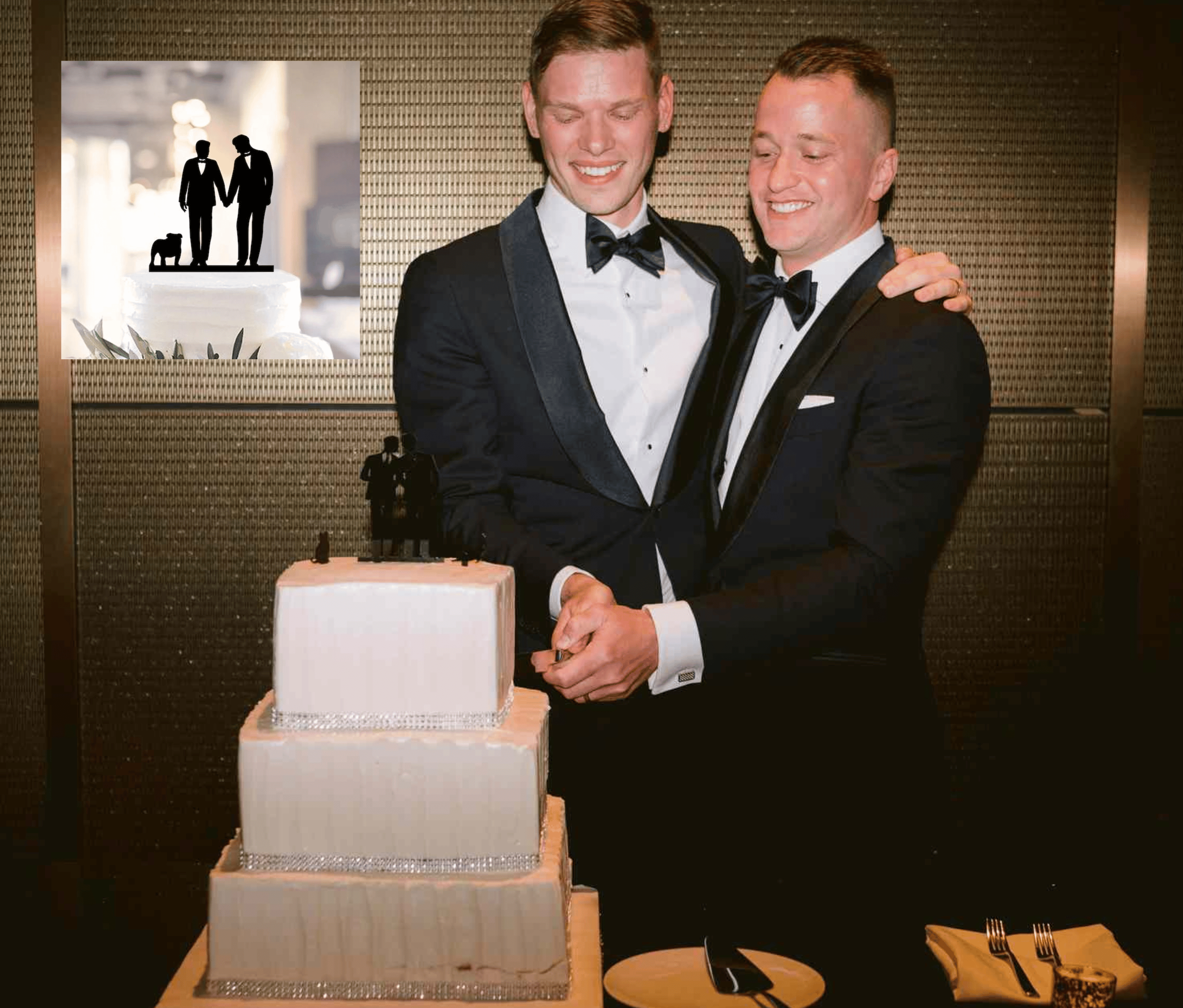 Wedding Gay Couple Silhouette Cake Topper
